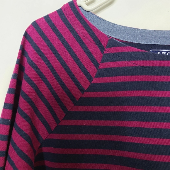 Izod Fuchsia and Blue Striped Pullover Top - Picture 5 of 8